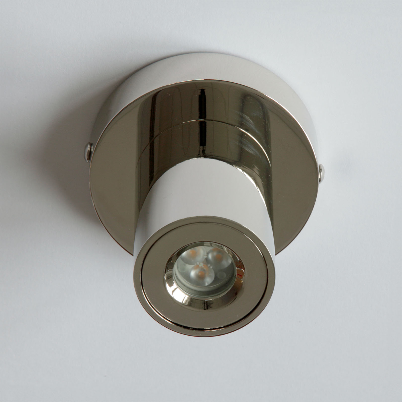 Small Solid Brass Spotlight, IP65 – Suited for Bathrooms, Ø 8 cm: Nickel poliert