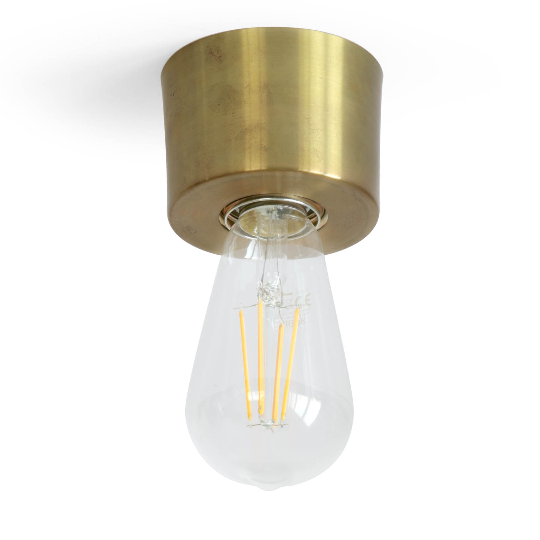 Solid Brass "Bare Bulb" Socket Ceiling Light: Abgebildet mit LED-Leuchtmittel Typ Edison