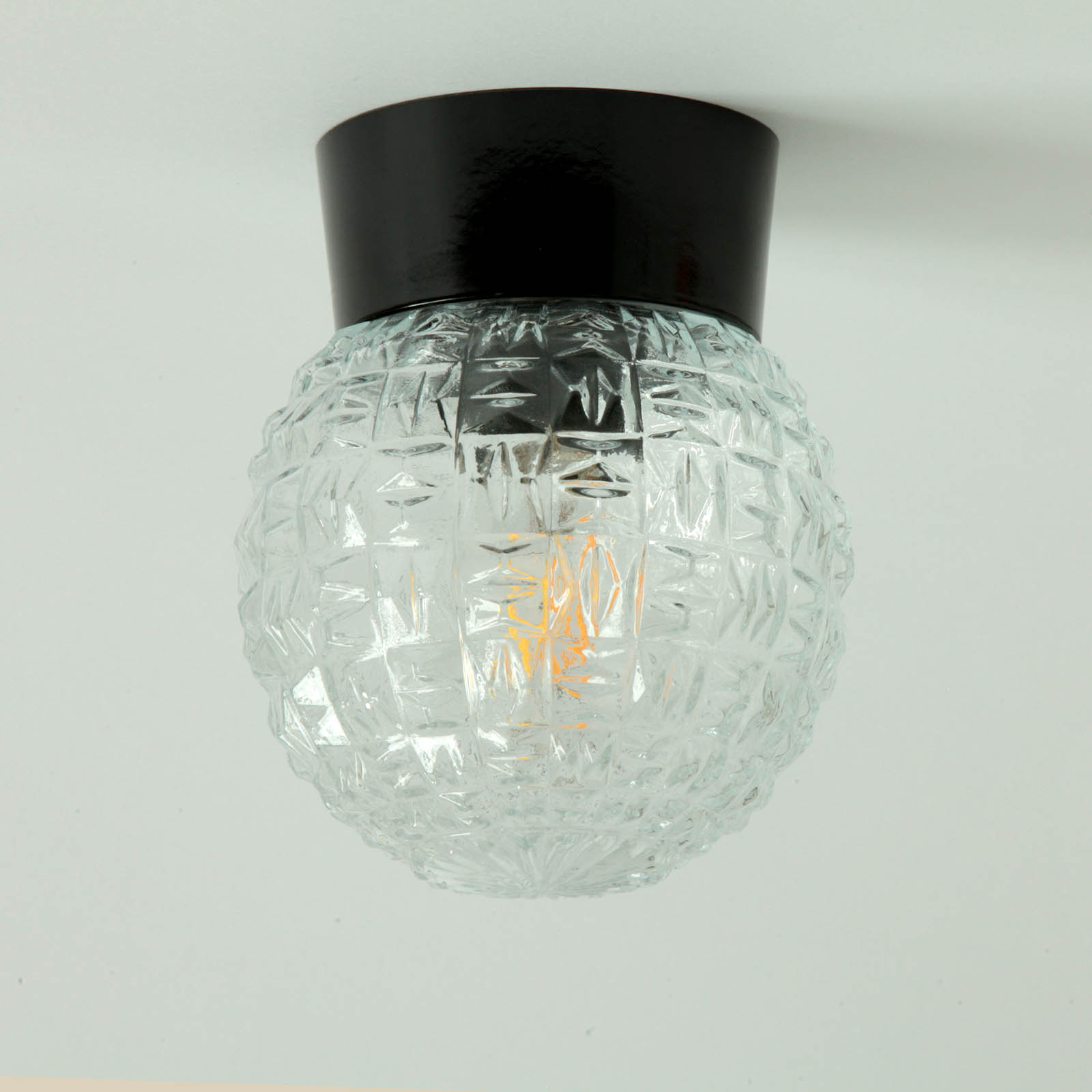 Bakelite Base Ceiling Light with Clear Textured Glass, Fig. 2