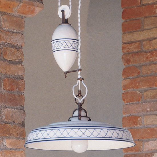 PROVENZA Adjustable pulley-type pendant lamp made of ceramic