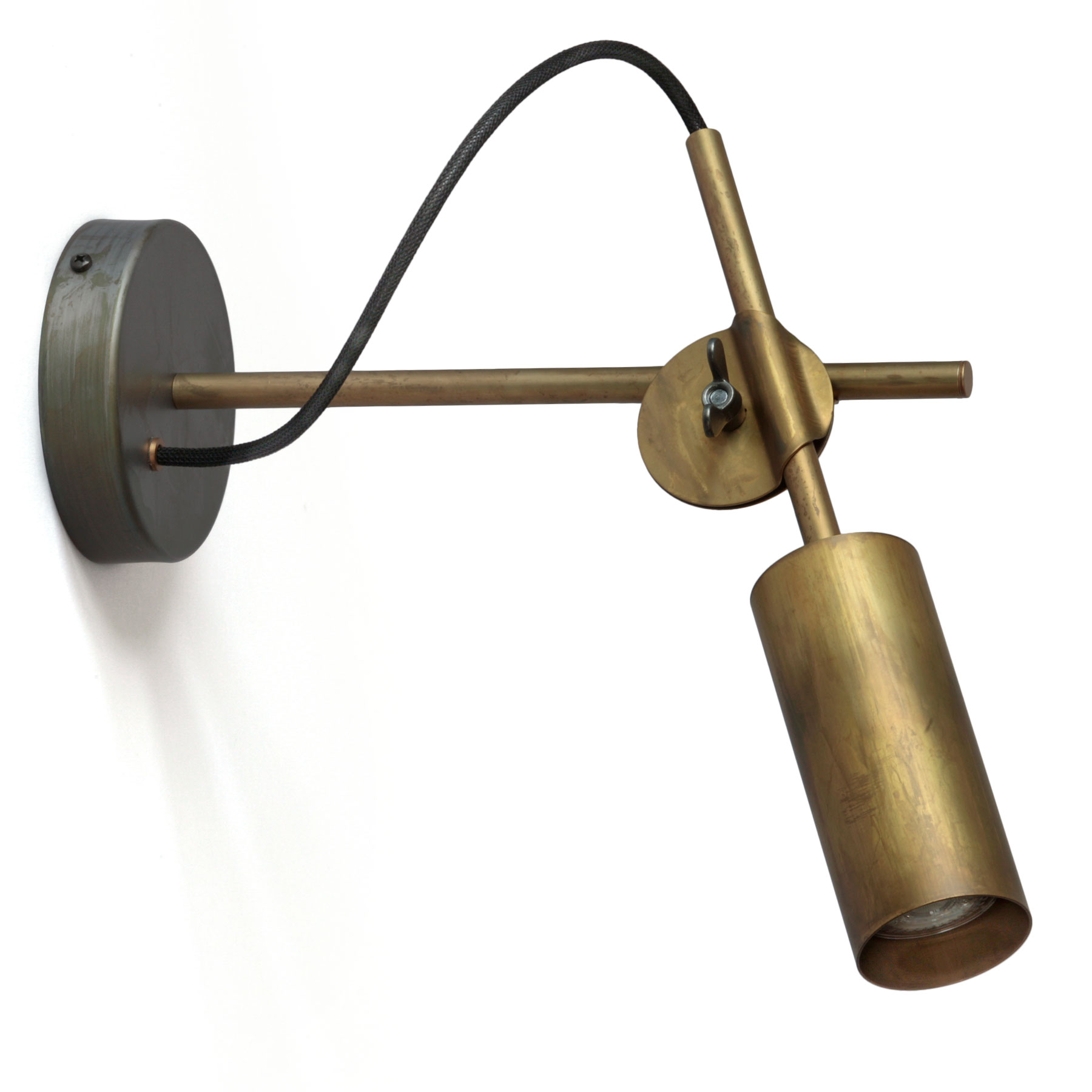 Flexibel verstellbare Strahler-Wandleuchte aus rohem Messing STAB SPOT 1