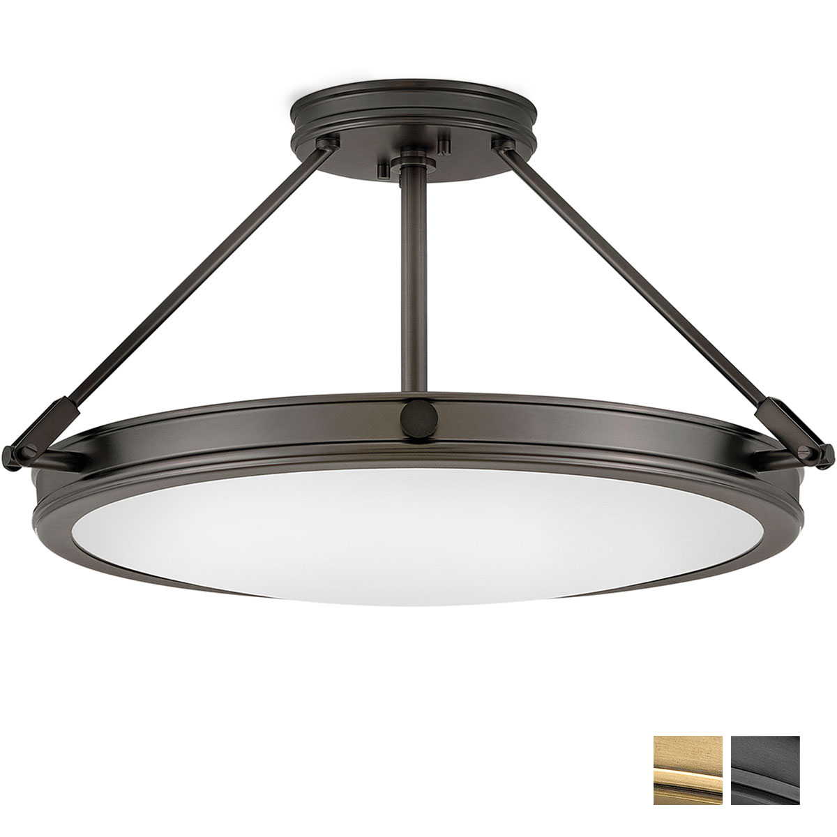 Große abgehängte Deckenleuchte mit Opalglas-Scheibe, Ø 56 cm