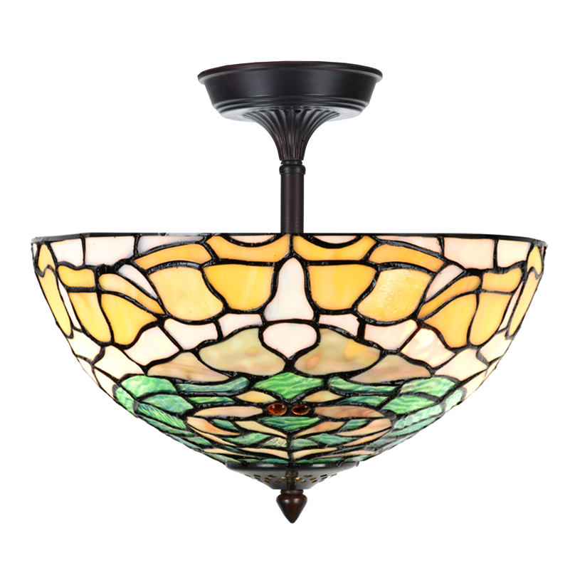 Abgehängte Tiffanyglas-Deckenleuchte Ø 30 cm