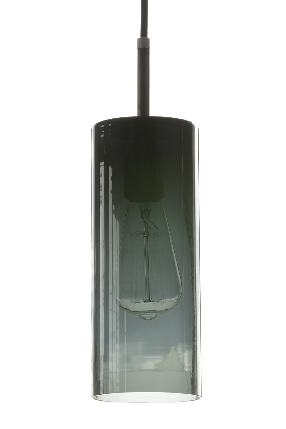 Pendelleuchte mit dunklem Rauchglas-Zylinder BROMPTON
