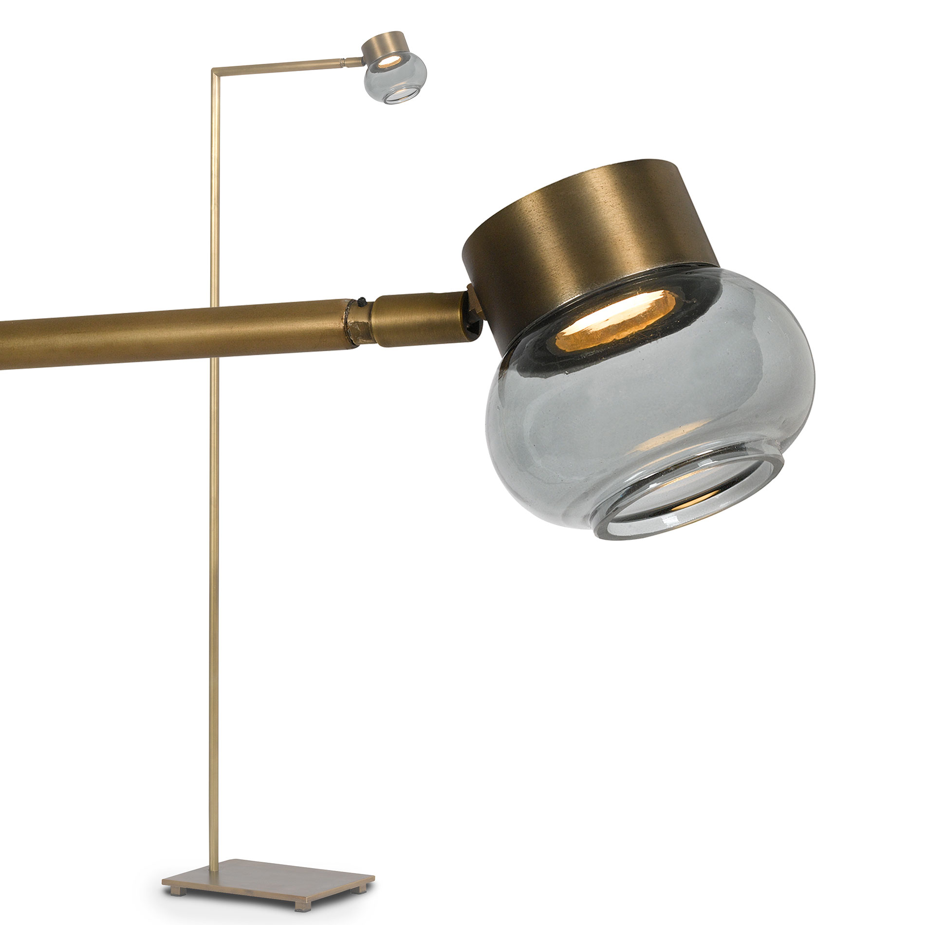 Lese-Stehleuchte VERAO mit Rauchglas und LED-Strahler, 132 cm