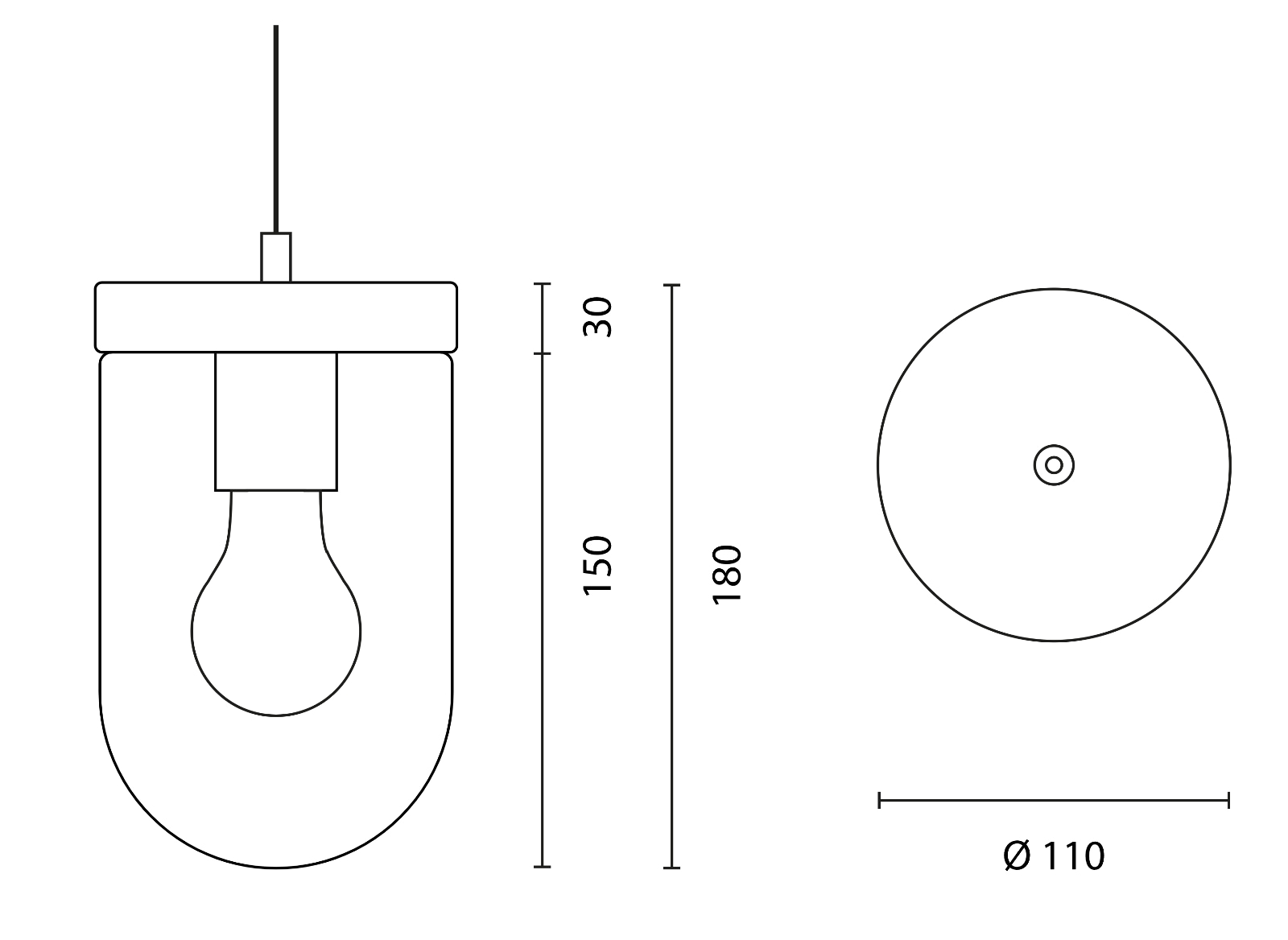 Zeitlose, einfache Hängeleuchte mit Zylinderglas DAVY, Bild 4