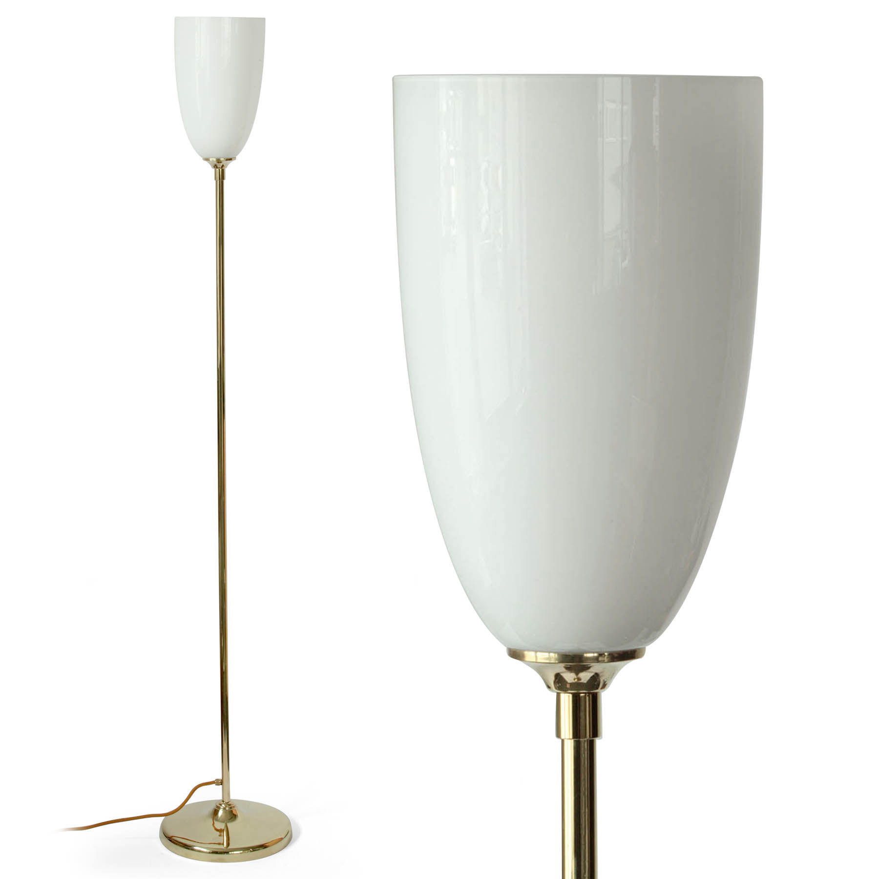 Art déco-Deckenfluter mit Kelch-Glasschirm