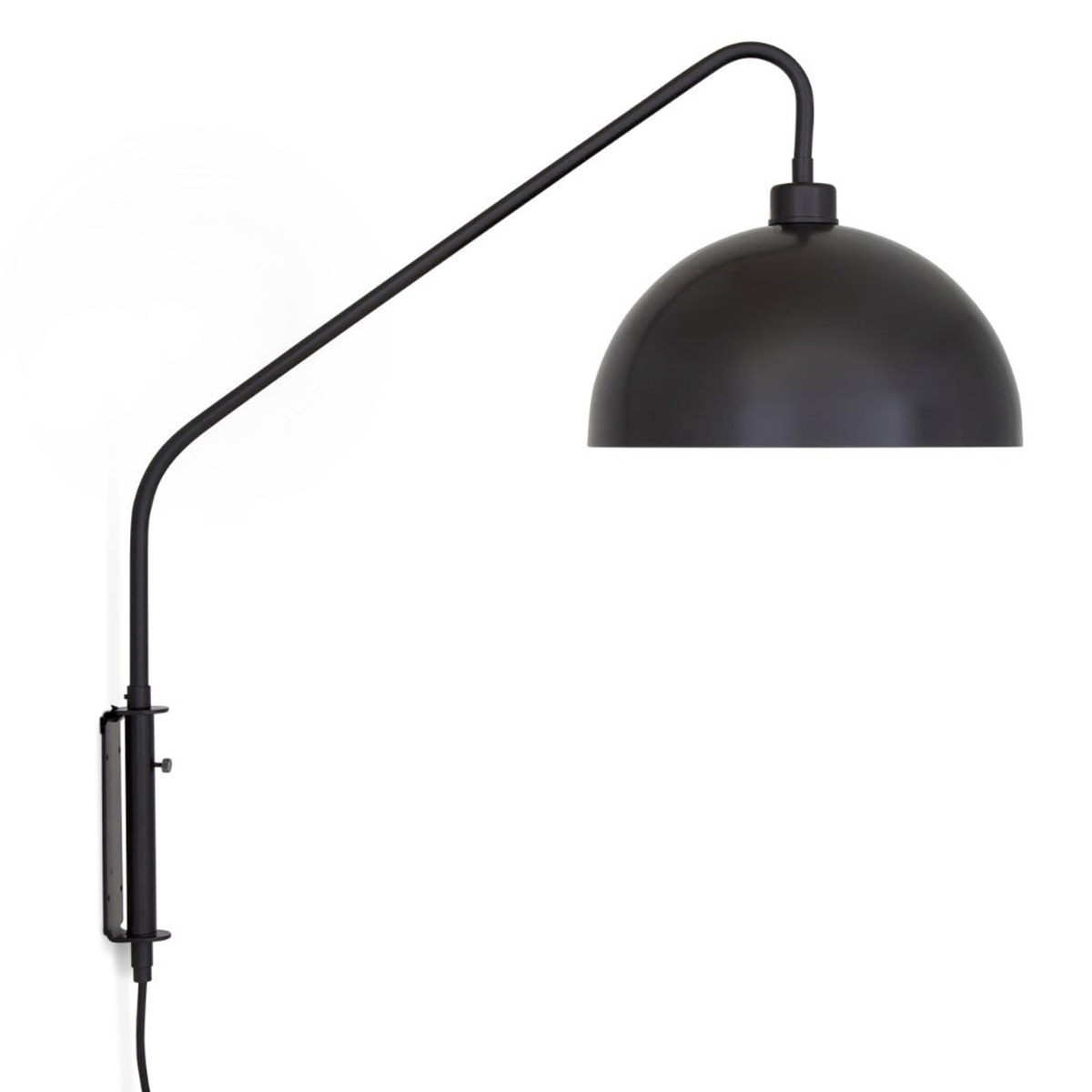 Schwenk-Arm-Wandleuchte mit Halbkugel-Kuppelschirm