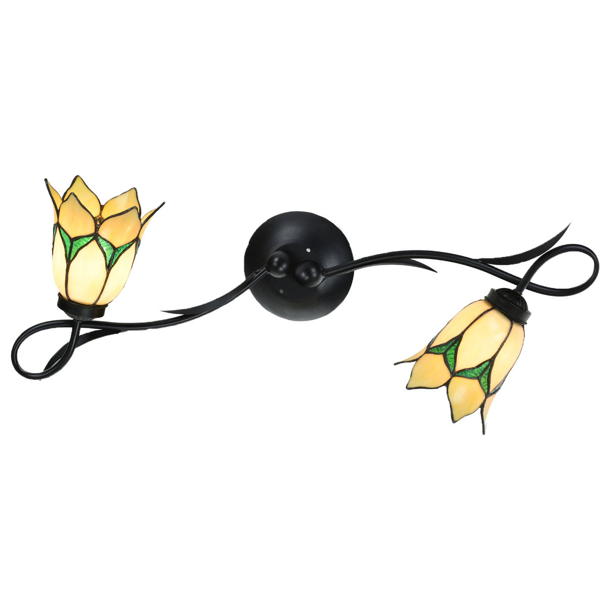 Two-armed Tiffany wall light with yellow flower shades